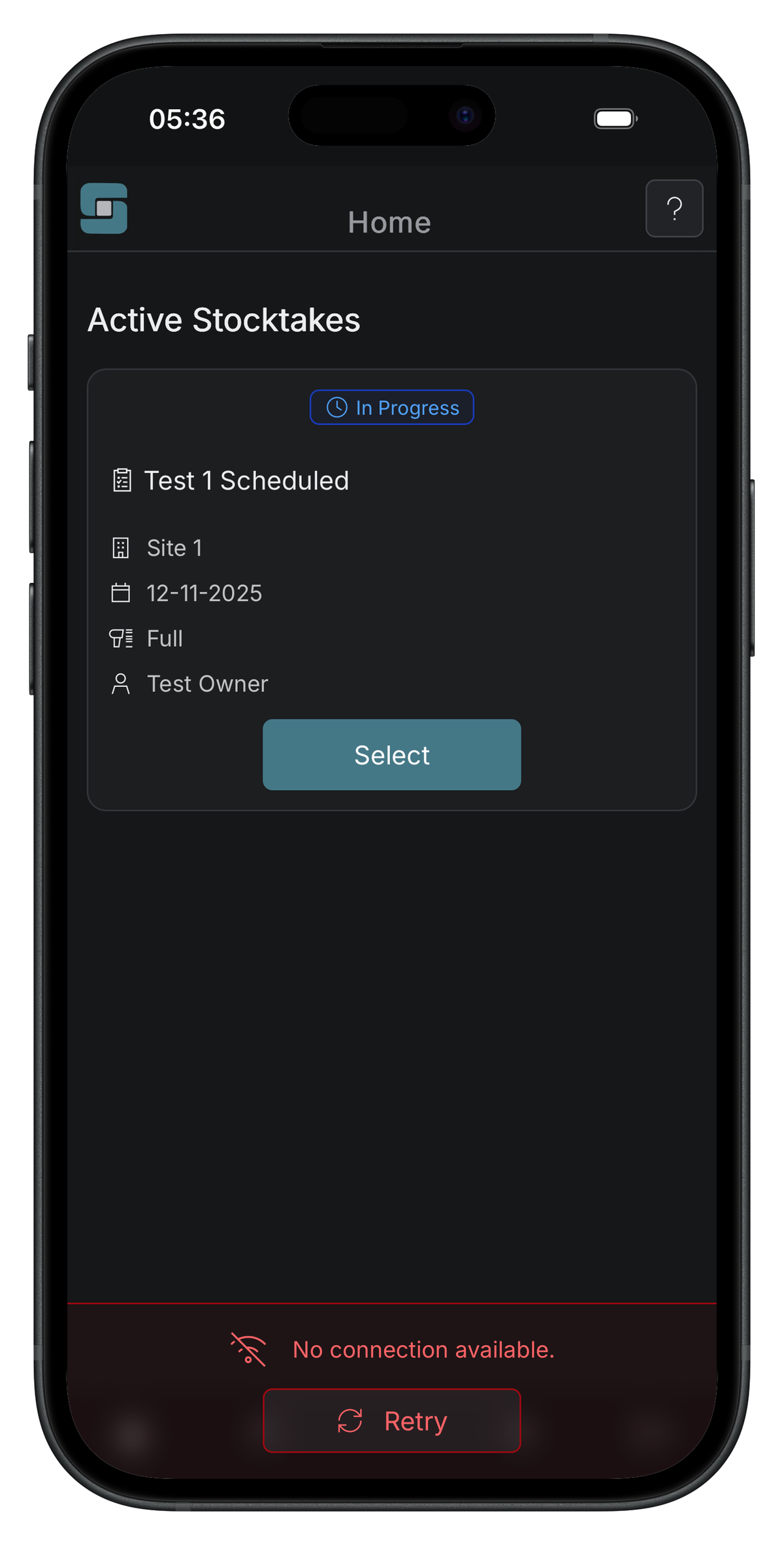 ios - connection lost banner with retry button